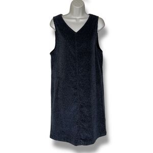 Talbots Corduroy Charcoal Marled Shift Jumper V Neck Sleeveless Back Zip Women 8